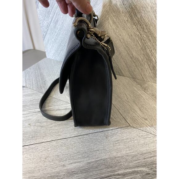 VTG Coach Black Leather Silver Hardware Willis Bag Crossbody Satchel Bag Purse - Picture 3 of 16